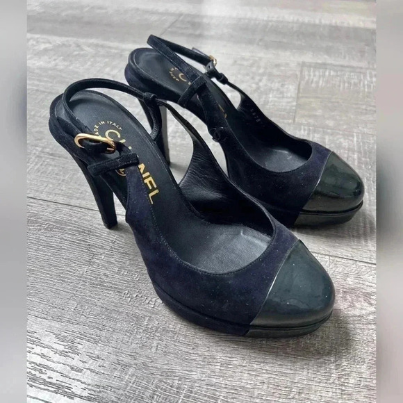 Chanel Captoe Slingback Suede Heels - Picture 1 of 8